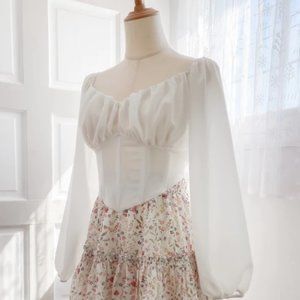 Long Sleeve Tie Back Corset Top